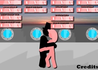 Porn anime game with public sex on a liner