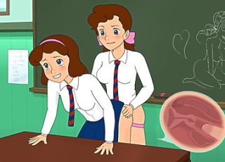 Futanari twin sisters frolic at school