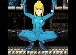 Bring the shackled Metroid heroine to orgasm