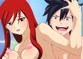 Grey rips holes of a miniature Erza